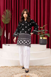 Classic Black & White Embroidered 2-Piece Set