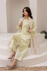 Lemon Embroidered 3PC Suit