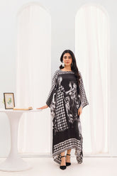 Black & White Printed Silk Kaftan