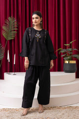 Elegant Black Embroidered 2-Piece
