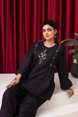 Elegant Black Embroidered 2-Piece