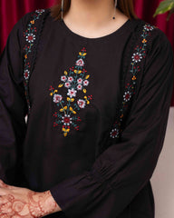 Elegant Black Embroidered 2-Piece