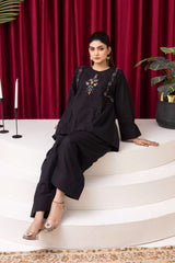 Elegant Black Embroidered 2-Piece
