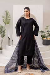 Elegant Black Embroidered 3-Piece Suit