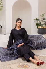 Elegant Black Embroidered 3-Piece Suit