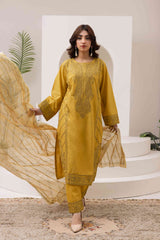 Radiant Mustard Embroidered 3-Piece Suit