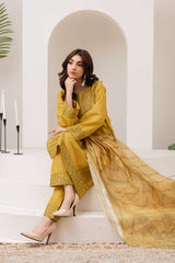 Radiant Mustard Embroidered 3-Piece Suit