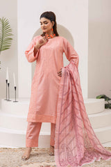 Graceful Peach Embroidered 3-Piece Suit
