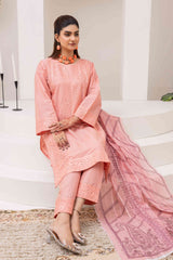 Graceful Peach Embroidered 3-Piece Suit