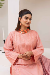 Graceful Peach Embroidered 3-Piece Suit