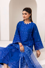 Royal Blue Embroidered 3-Piece Lawn Suit