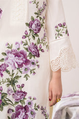 White Floral Embroidered Lawn 3-Piece Suit With Organza Dupatta – Summer Collection by Sabas Collection