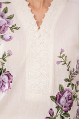 White Floral Embroidered Lawn 3-Piece Suit With Organza Dupatta – Summer Collection by Sabas Collection