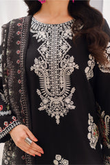 Black Floral Embroidered Lawn 3-Piece Suit with Organza Dupatta | Summer Collection