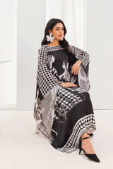 Black & White Printed Silk Kaftan