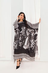 Black & White Printed Silk Kaftan