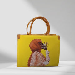 Elegant Yellow Hijabi Girl Tote Bag